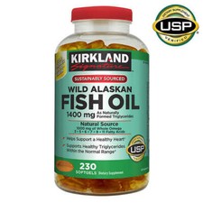 Kirkland Signature Wild Alaskan Fish Oil 1400 mg. 230 Softgels  FAST SHIPPING 