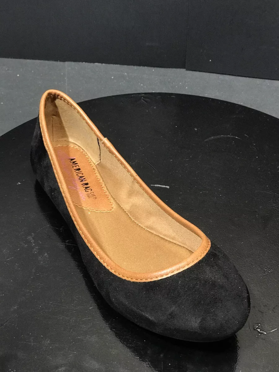 American Rag Women Cellia Ballet Flats Round Toe Slide Black Micro