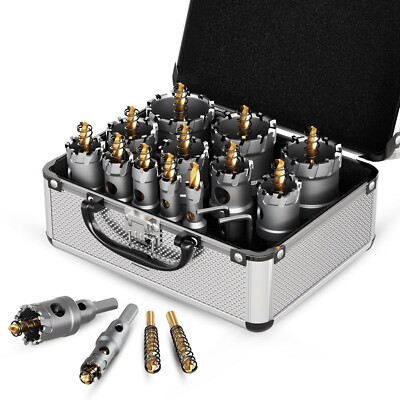 Upgrade Heavy Duty Carbide Hole Saw 14 Pcs,Metal Steel Hole Saw Drill Bit