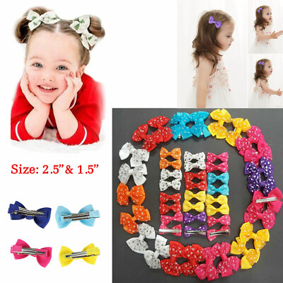Lot of 16 Baby Toddlers Hair Boutique Grosgrain Ribbon Hair Bows Clips Barrettes