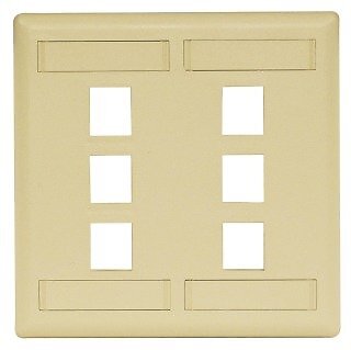 HUBBELL IFP26EIHubbell Flush Phone/Data/Multimedia Wall Plate, 2 Gang, 6 Port, E