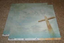 Paper House 12x12 Double Sided Medium Weight Papers(2)~ Faith.....Heavenly Cross