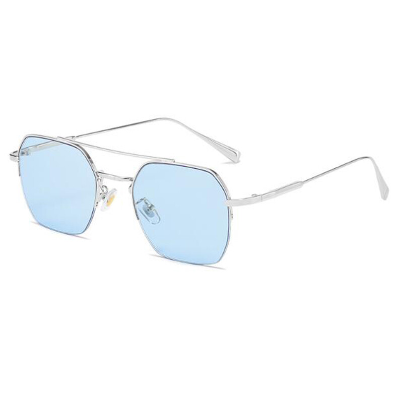 Occhiali da sole unisex metallo mezza montatura miopia distanza miopia lenti blu foto 4