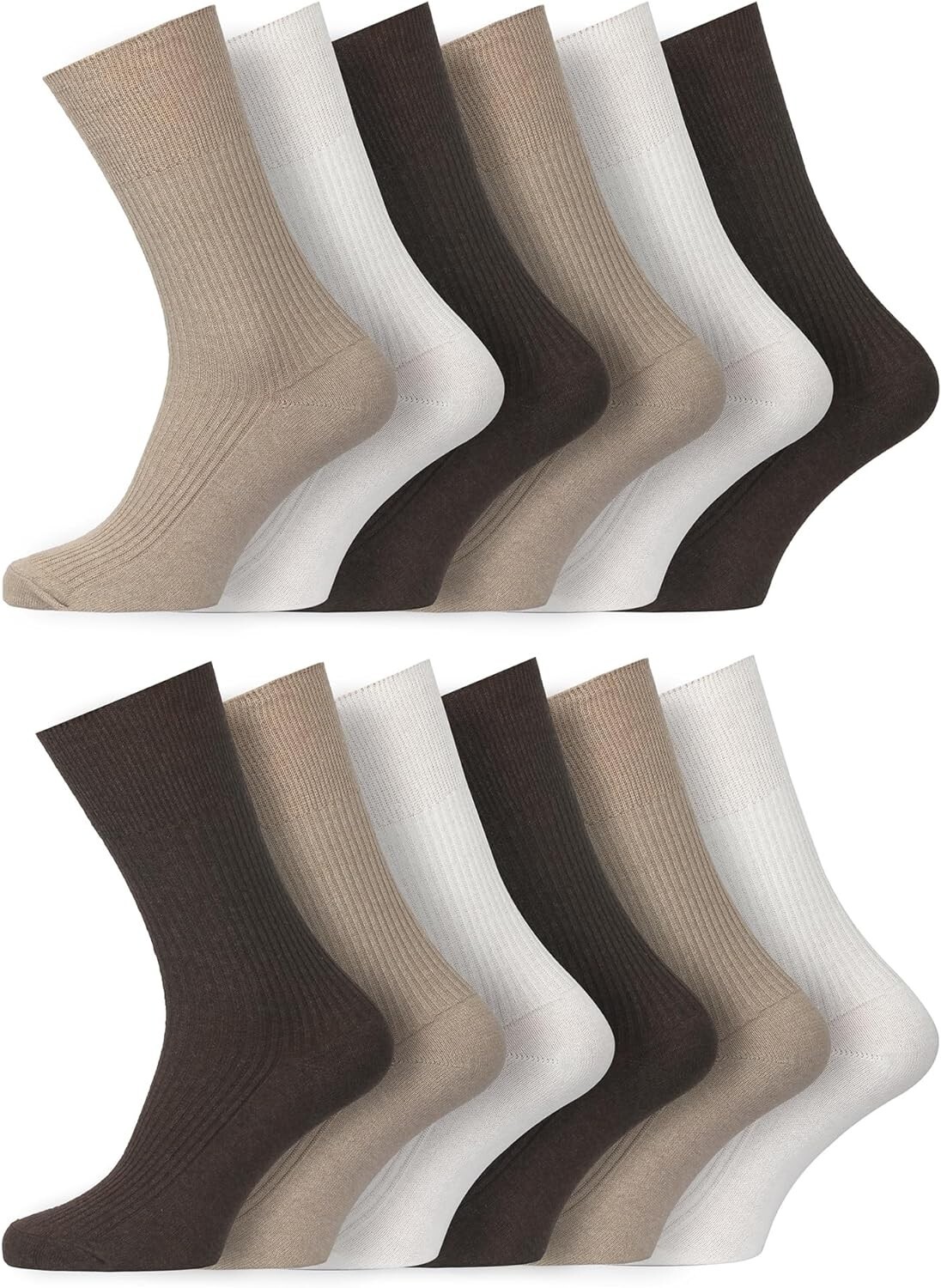 Men's Diabetic Socks UK 6-11 Non-elastic Flex Top - Cotton Rich Loose Fit Easy Grip Size UK 6-11