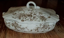 Alfred Meakin Spray Brown Vegetable Dish or Casserole w Lid