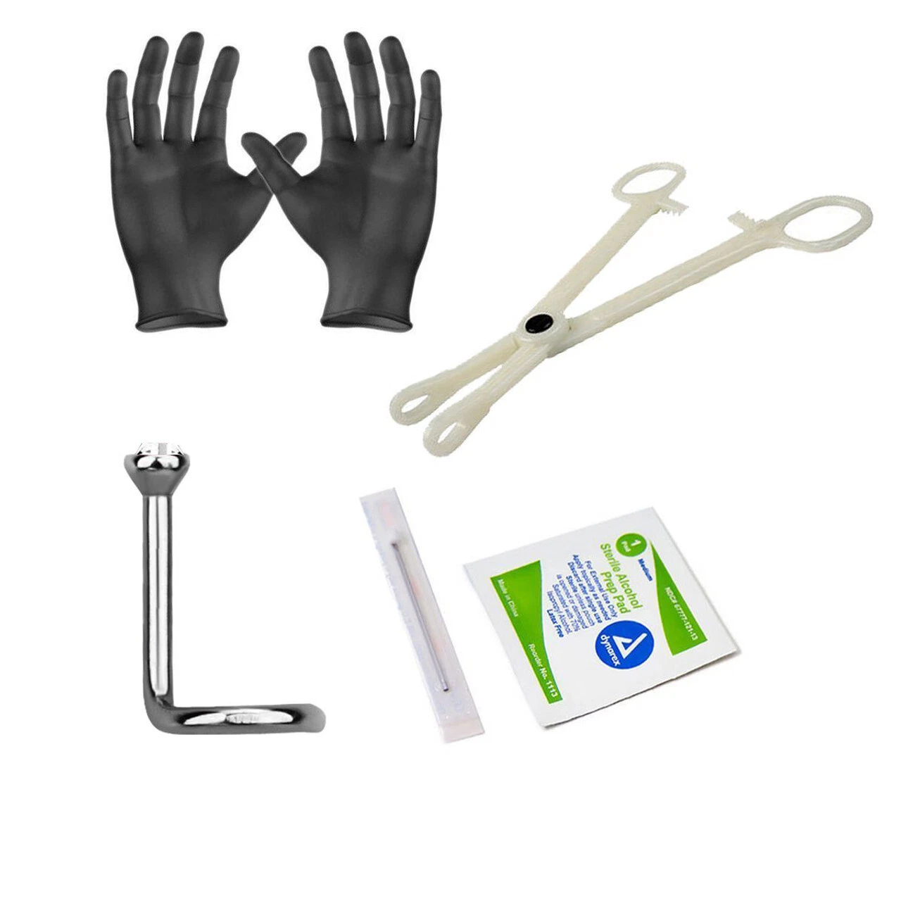Sterilized Piercing Kit Titanium Nose Screw 18G Forceps Clamps Needles Gloves image 2
