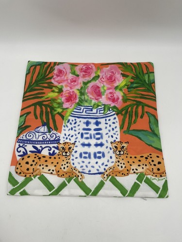 EUC 2 Katie Herman Pillow Covers Double Happiness Cheetahs Grandmillennial - Picture 5 of 8