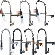 Spring Kitchen Sink Faucet Pull Down Sprayer Swivel Single Handle Hole Mixer Tap