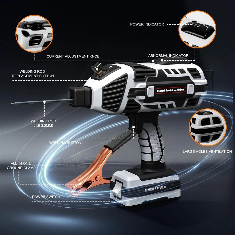 TRQWH Portable 110V ARC Welder, IGBT Inverter Handheld Stick Welding Machine - Image 4 of 4