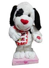 Animated Plush Dog Sings Dances I Need Love Love Black White Hound Dog