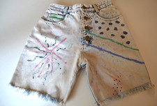 Vintage Paris Sport Club Acid Wash Distressed Denim Shorts Junior Waist 22-23"