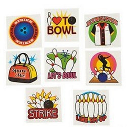 Ten Pin Bowling Temporary Tattoos Bowl Party Bag Fillers Pack Sizes 6