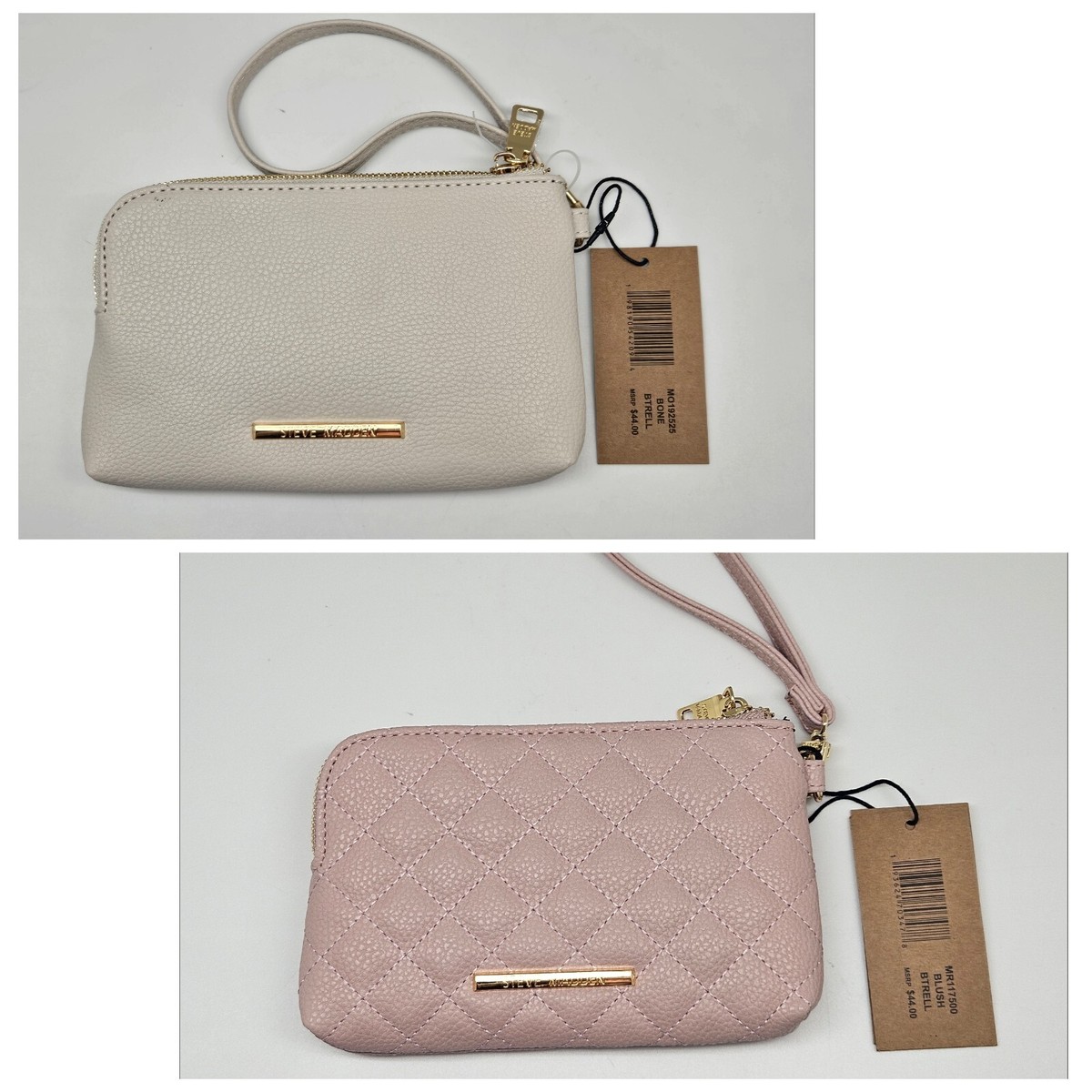 STEVE MADDEN Double Zip Logo Vegan Wallet Wristlet Handle U PICK