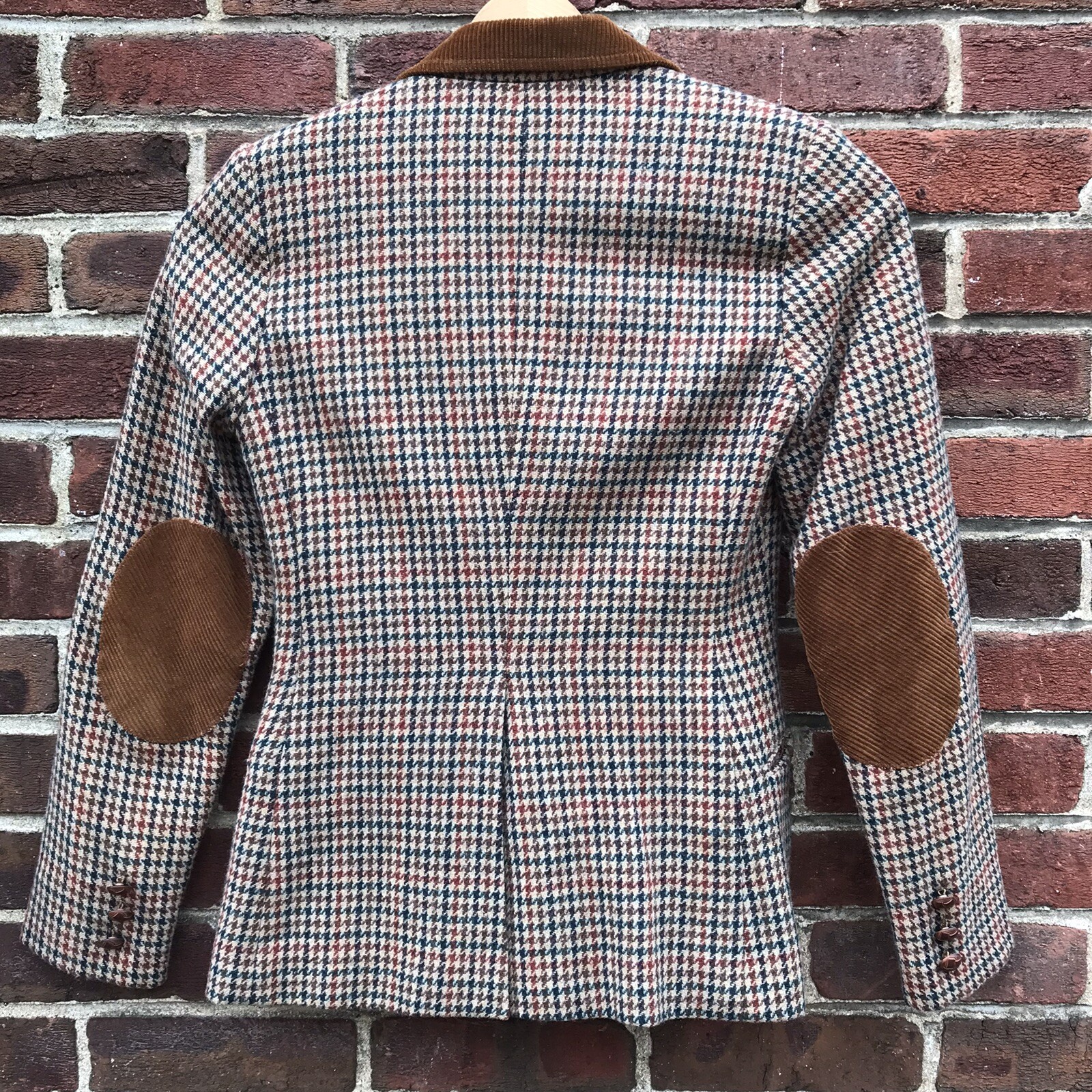 Vtg 70s Wool Houndstooth Equestrian 