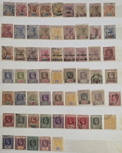 SEYCHELLES Used/Unused Classic Lot on Album Page Unchecked for Types HIGH CV!
