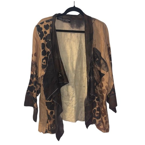 Joanna Staniszkis Women's Natural Linen Jacket Size XL Lagenlook Art to Wear - Picture 2 of 7