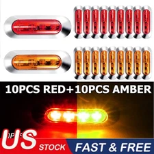 20x Amber Red 4 LED Side Marker Clearance Lights Waterproof for Trailer Truck RV