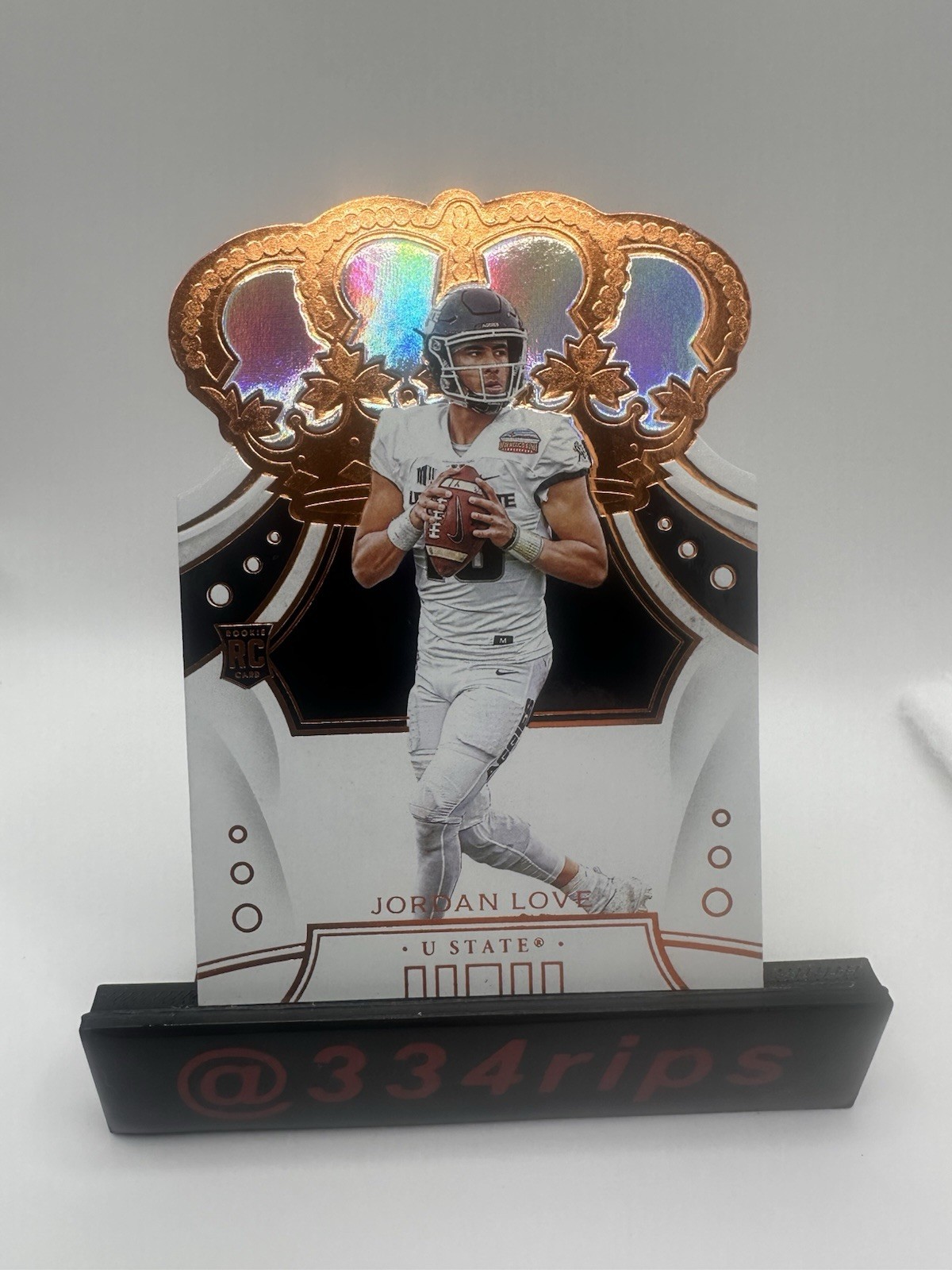 2020 Panini Chronicles Crown Royale Jordan Love #28 Rookie Die-Cut Utah Aggies