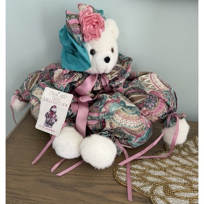 Vintage 1996 Designer Bear Collection Joelson Plush Floral Dress Sit Anywhere
