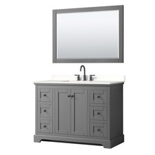 Wyndham Collection WCV232348S-QTZ-US3M46 Avery 48" - Dark Gray / White Quartz