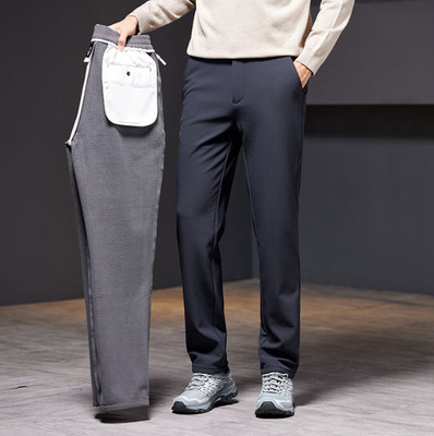 Winter Men Fleece Lined Work Business Pants Casual Water Resistant Warm Trousers