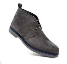 Scarpe stivaletto polacchine uomo c/lacci  grigio vera pelle scamosciata PROMO