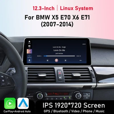 Für BMW X5 E70 X6 E71 CIC 12,3" Android Auto CarPlay Autoradio GPS Navigation EQ - Bild 1 von 4