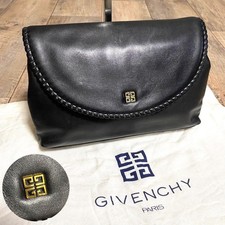 GIVENCHY Pochette Pelle Nera Logo Icona Autentica Elegante Usata dal Giappone