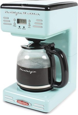 Nostalgia Retro 12-Cup Programmable Coffee Maker (Aqua) New Sealed