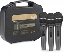 Stagg SDMP15-3 - Set of 3 Dynamic Handheld Vocal Microphones w/Case and Cables