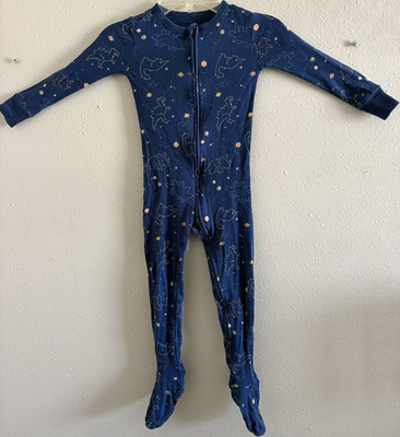 Old Navy 3T Footed Sleeper One-Piece Blue Space Stars Zip Cotton Knit