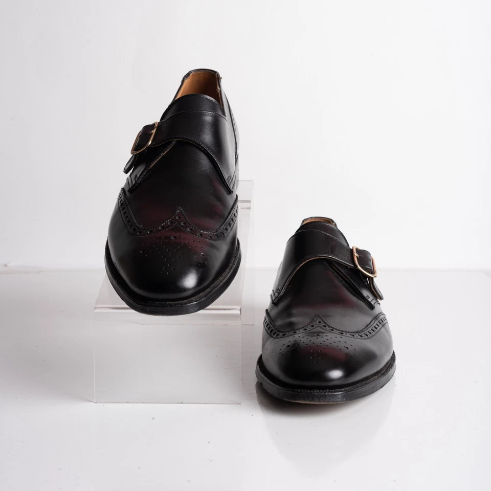 Brooks Brothers Peal Co Hombres Cuero Monje Correa Mocasines Negro EE. UU. 8,5 D Inglaterra Foto 4 de 4
