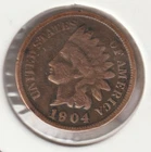US Rare Old West 1904 Indian Head Penny Coin American Collection Shield Cent USA