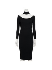 ALMOST FAMOUS Womens Black Long Sleeve Knee Length Body Con Dress M