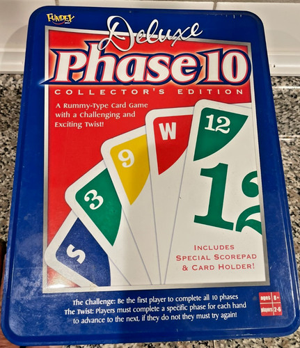 Deluxe Phase 10 Card Game Collector's Edition Tin COMPLETE Fundex 2002 Classic