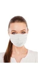 Layered Cloth Pleated Face Masks White Set of 5, Washable, Re-Usable, Adult, Tie