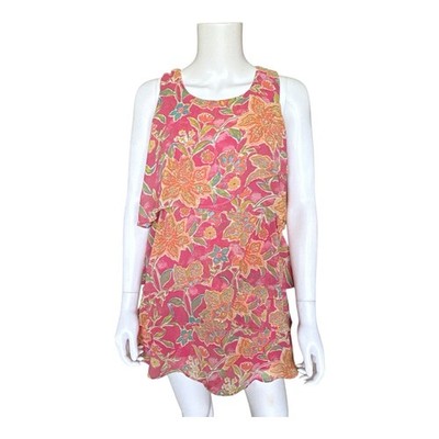 Rose Beverly Tunic Top Womens S Pink Floral Tiered Ruffle Sleeveless Lined NWT