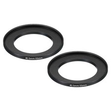 40.5mm-55mm Metal Step Up Ring 2 Pack Camera Lens Filter Adapter Ring Black