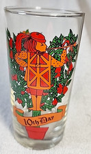 Vtg 12 Days Of Christmas 10TH DAY Tumbler Replacement 12 oz 5.5" Indiana Glass