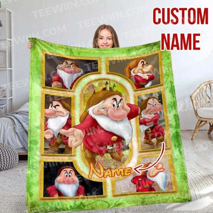 Personalized Snow White And The Seven Dwarfs Doc Custom Name Fleece Blanket