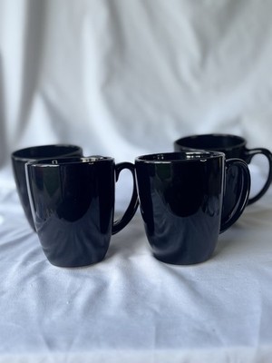 CORELLE COORDINATES Stoneware Set of 4 Black 12 oz Coffee/Tea Mugs