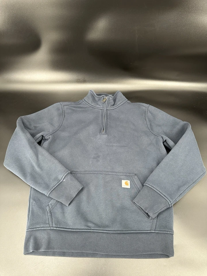 Carhartt Relaxed Fit Quarter Zip Mock Neck Sweatshirt Women's Small (4-6) Blue - Image 2 of 4