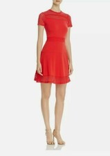 WOMEN'S MICHAEL/ MICHAEL KORS RED MESH PANEL DRESS, SIZE LARGE PETITE - MSRP $98