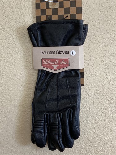 Biltwell Inc. 100% Heavy Duty Gauntlet Glove Size L Genuine Cowhide Motorcycle - Foto 2 di 10