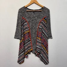 Poeme by Citron Women Blouse Top Shirt Size Large Art Aztec Boho B377 -24