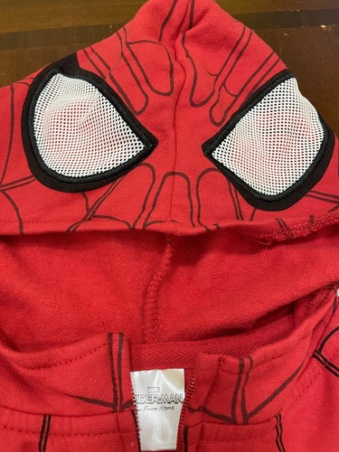 Boys spiderman facemask hood zip up sweatshirt Med NWT - Picture 2 of 3