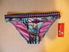 The Bikini Lab Hipster Bikini Swim Bottom Size Medium fish green purple shells