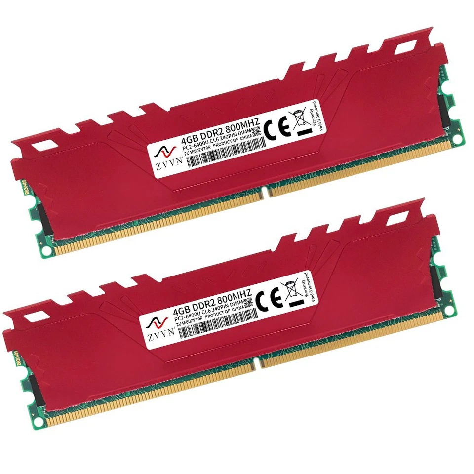 ZVVN 8GB 2x 4GB DDR2 800MHz PC2-6400U CL6 240Pin intel Desktop PC Memory RAM RED - Image 2 of 4