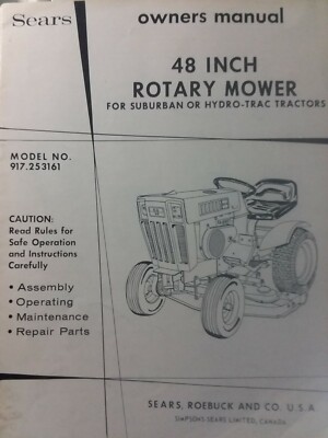 Sears Lawn Garden Tractor Suburban 48 Mower Deck Owner Parts Manual 