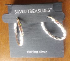Silver Treasures Sterling Silver Twisted Hoop Earrings